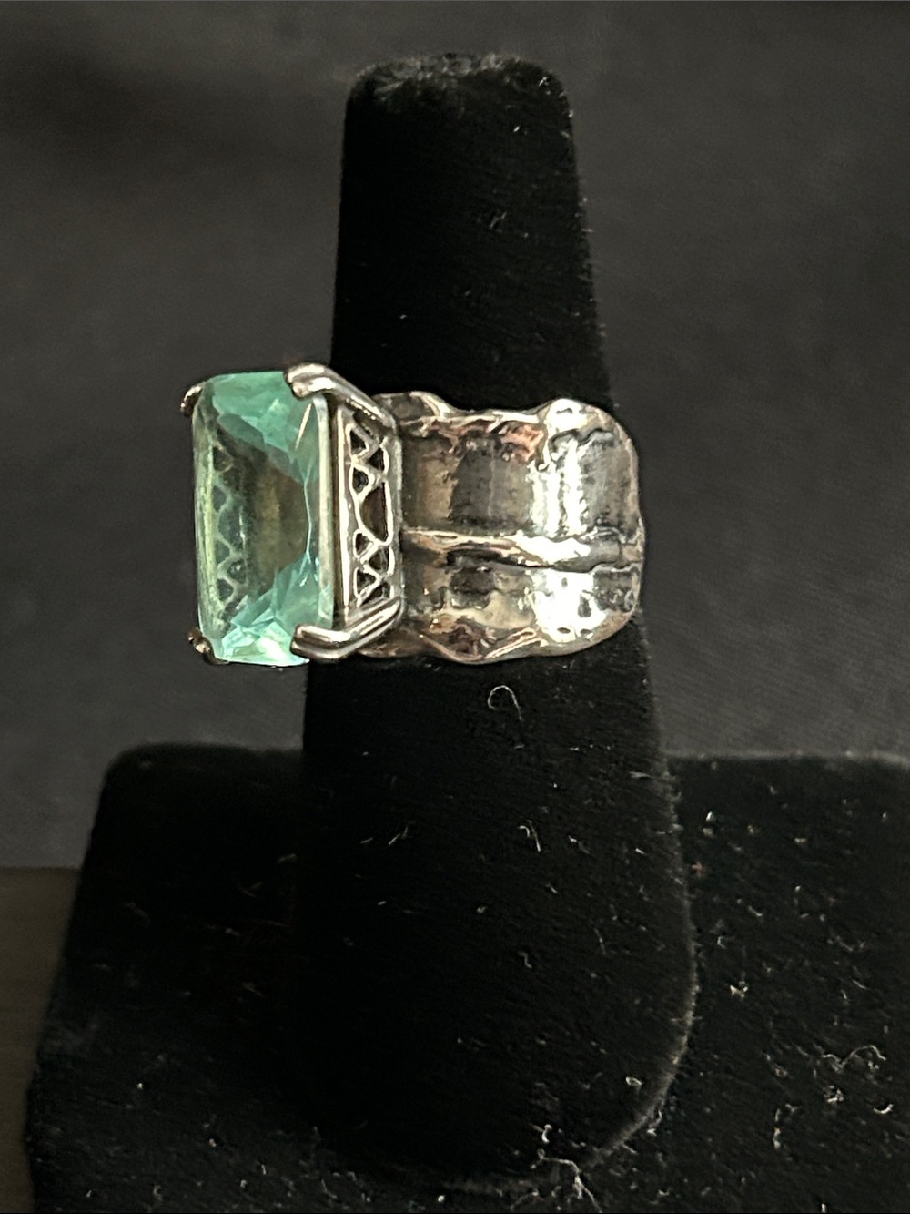 Silpada R1608 Sterling Silver & Aqua Glass Ring - Picture 2 of 3